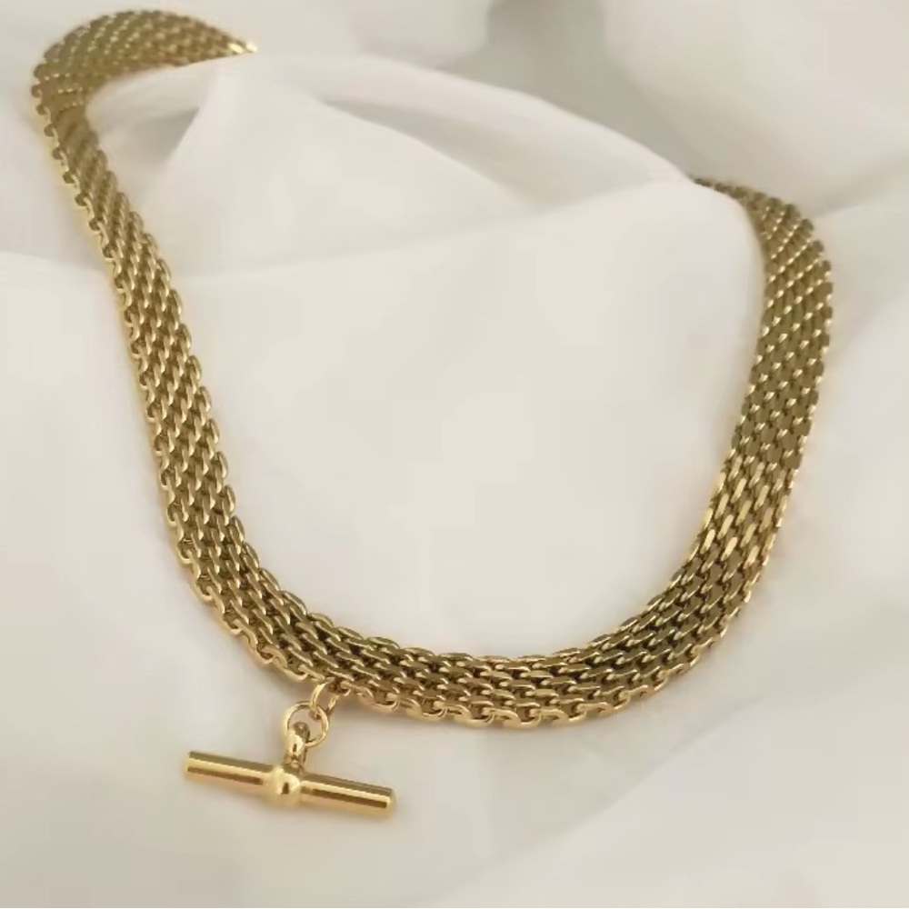 Elegant Gold Chain Necklace new 18k over steel